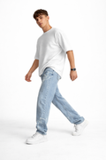 Jean droit in denim con imprimé graphique discret et texture authentique - Svenrik