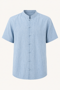 Chemise lin homme manches courtes col mandarin moderne - Emil