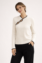 Pull en tricot avec encolure asymétrique - Judith