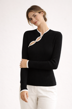 Pull en tricot avec encolure asymétrique - Judith
