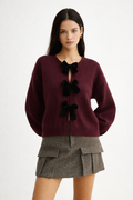 Pull in Cuir con Coupe Courte et Design Ouvert Vintage Fermé par Trois Boucles Incurvées en Ligne Verticale - Olatz