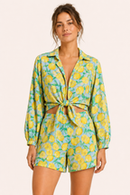 Ensemble femmes short d'été imprimé citron - Jorinde