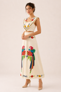 Ensemble deux pièces femme imprimé tropical top jupe longue taille haute été - Kimberly