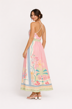 Robe longue imprimée dos nu encolure licou - Valentina