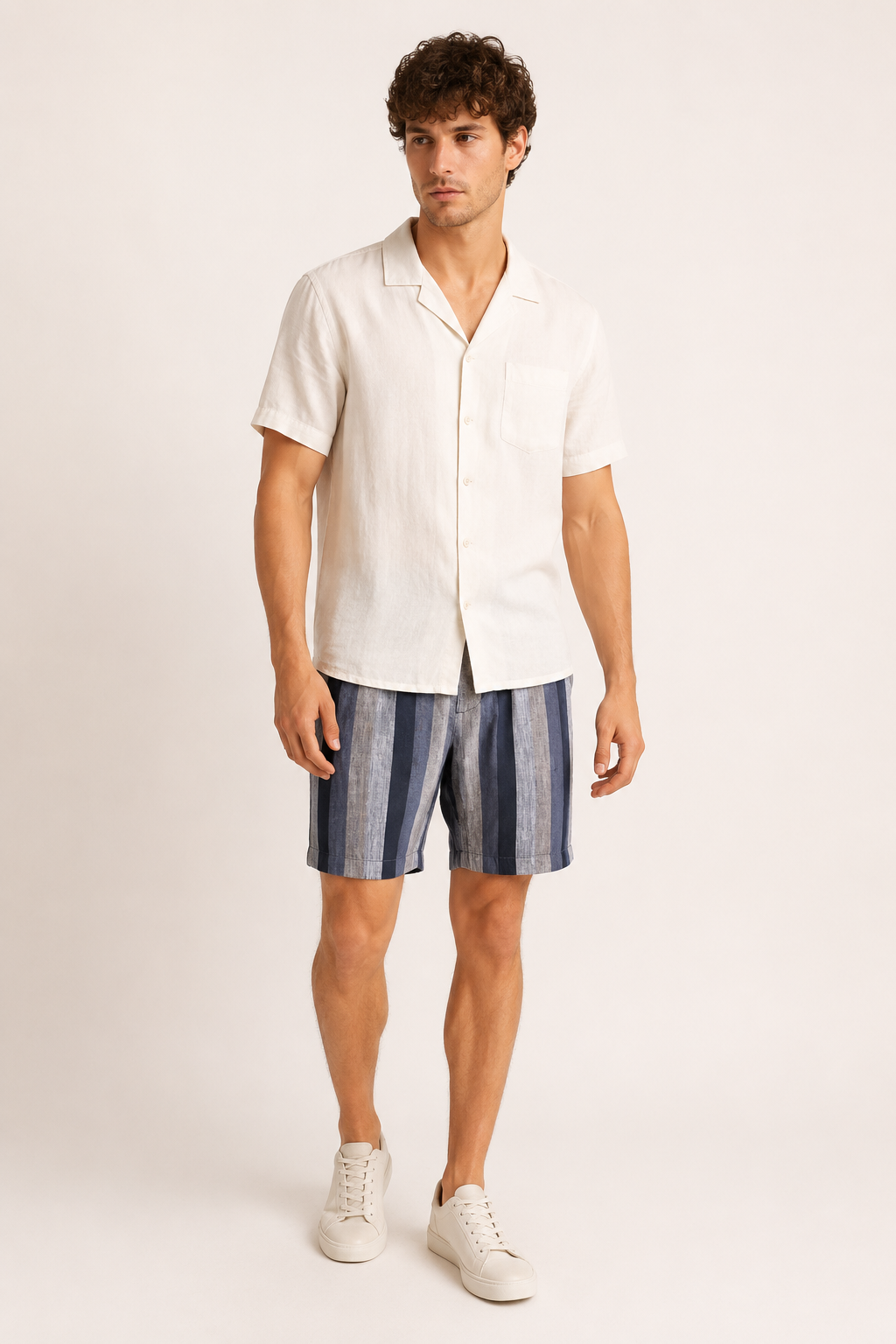 Bermuda homme en lin coupe droite respirante - Falko
