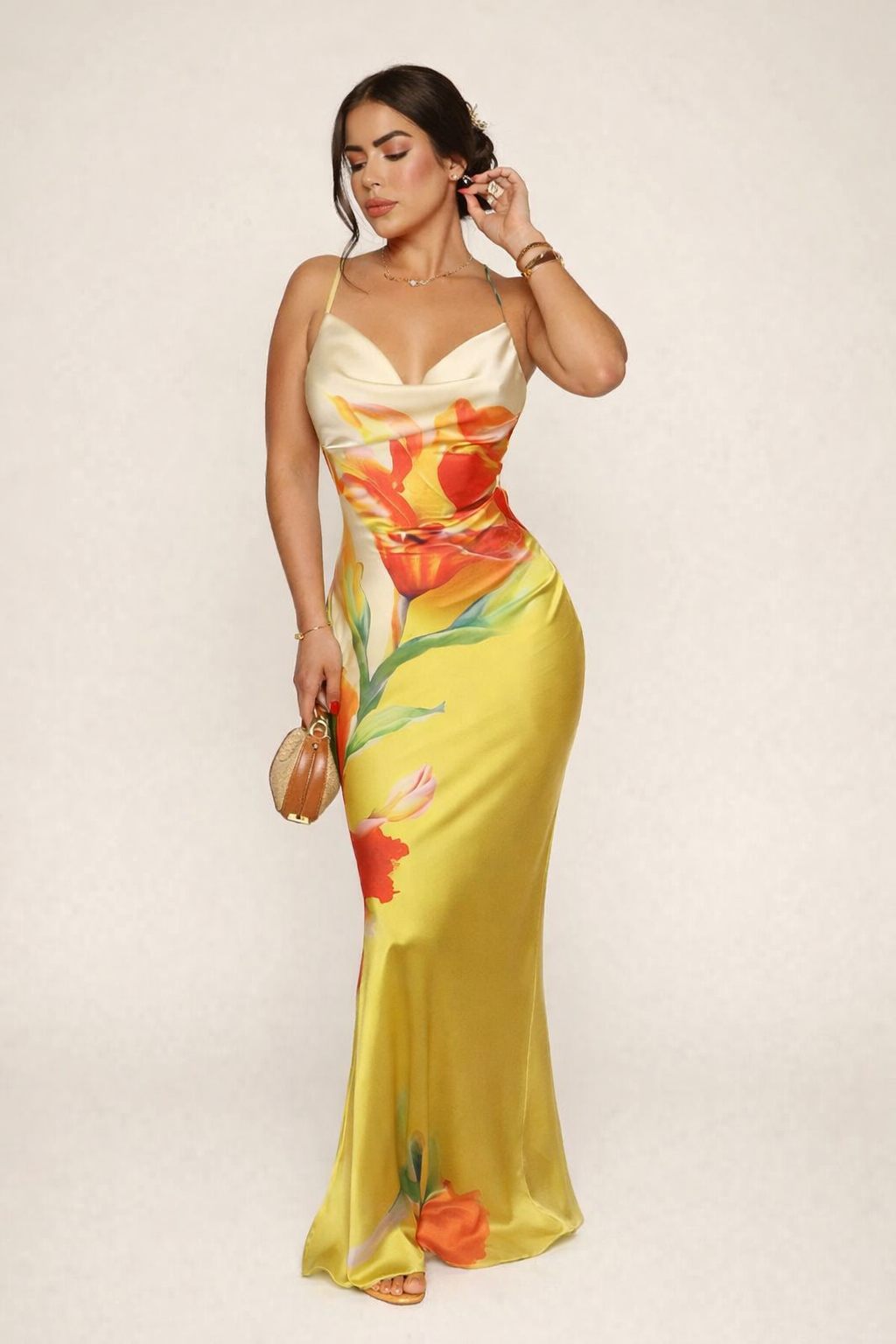 Robe longue bretelles imprimé floral - Anneliese