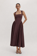 Robe midi encolure carrée - Brigitte