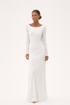 Robe longue drapée manches longues - Hanna