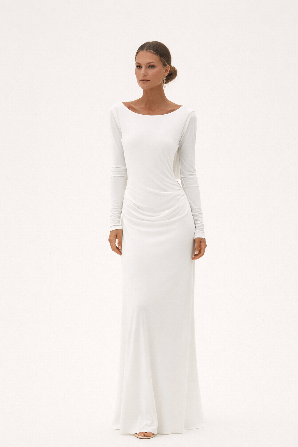 Robe longue drapée manches longues - Hanna