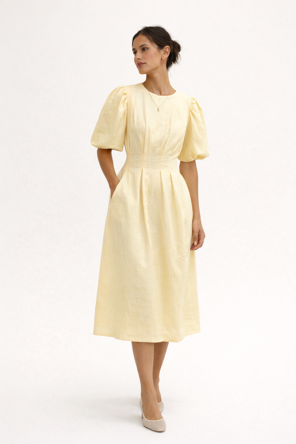 Robe midi manches bouffantes - Frieda