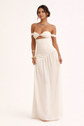 Robe longue fente devant manches tombantes - Helga