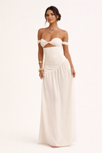 Robe longue fente devant manches tombantes - Helga
