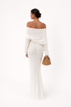 Robe longue décolletée manches longues - Adelheid