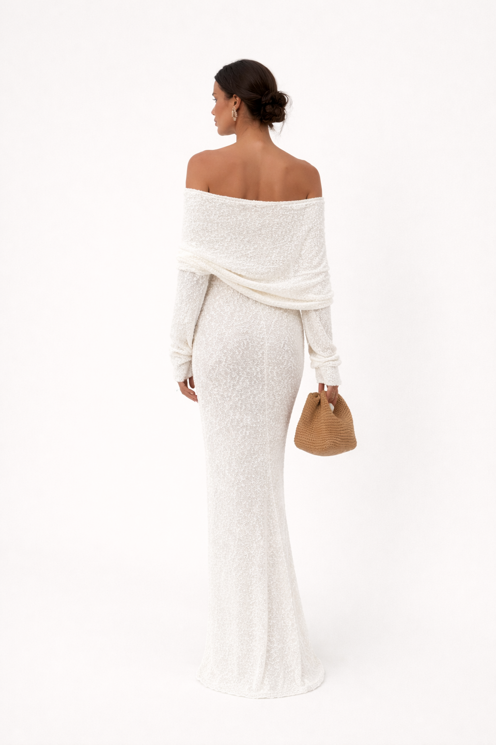 Robe longue décolletée manches longues - Adelheid