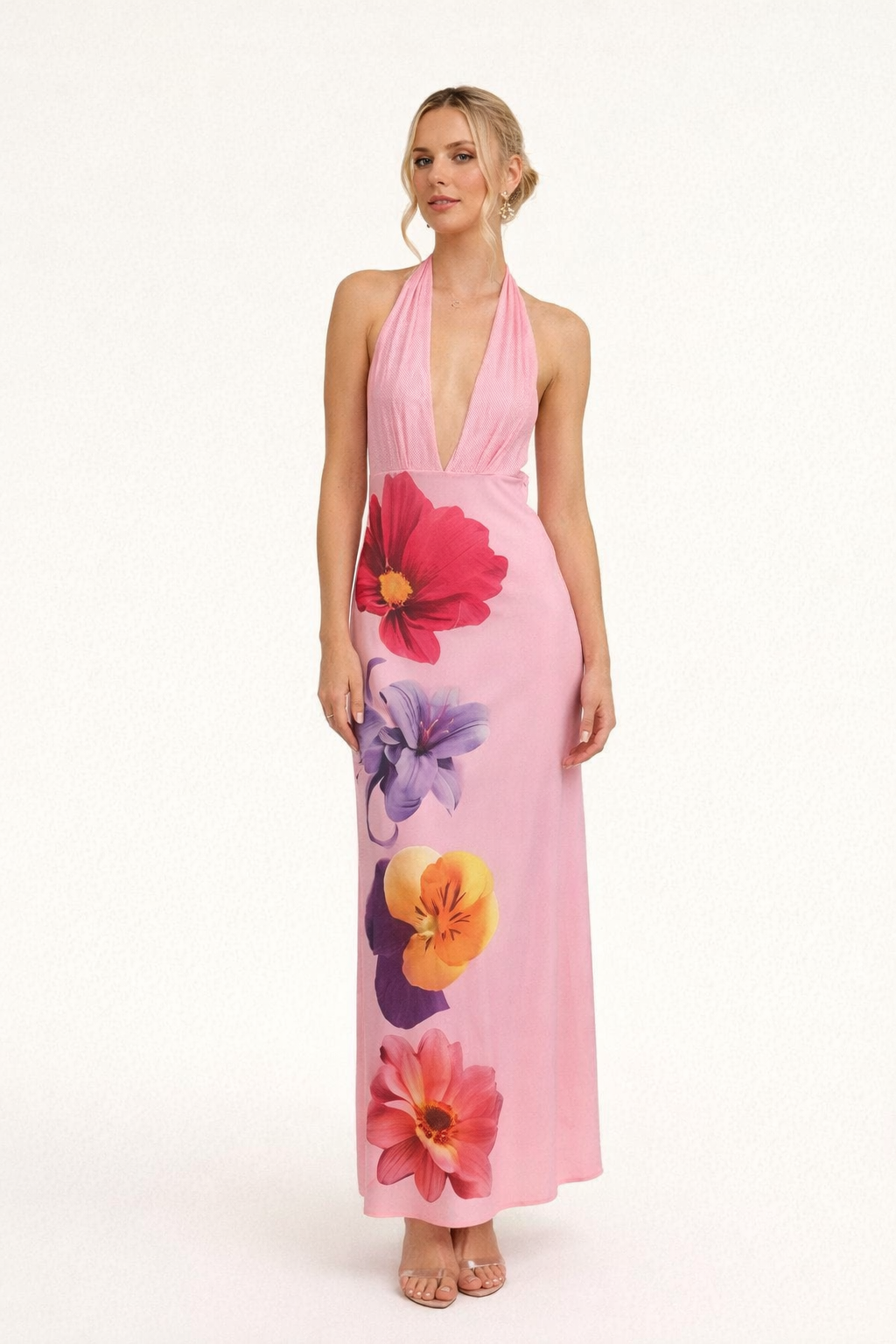 Robe maxi dos nu à encolure profonde pour femmes - Hannelore