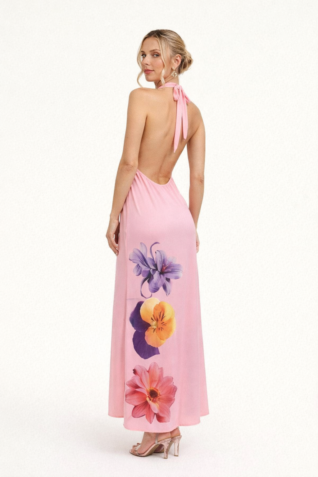 Robe maxi dos nu à encolure profonde pour femmes - Hannelore