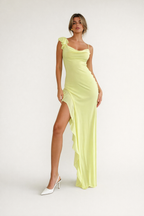 Robe maxi en satin à fentes latérales pour femmes - Sieglinde