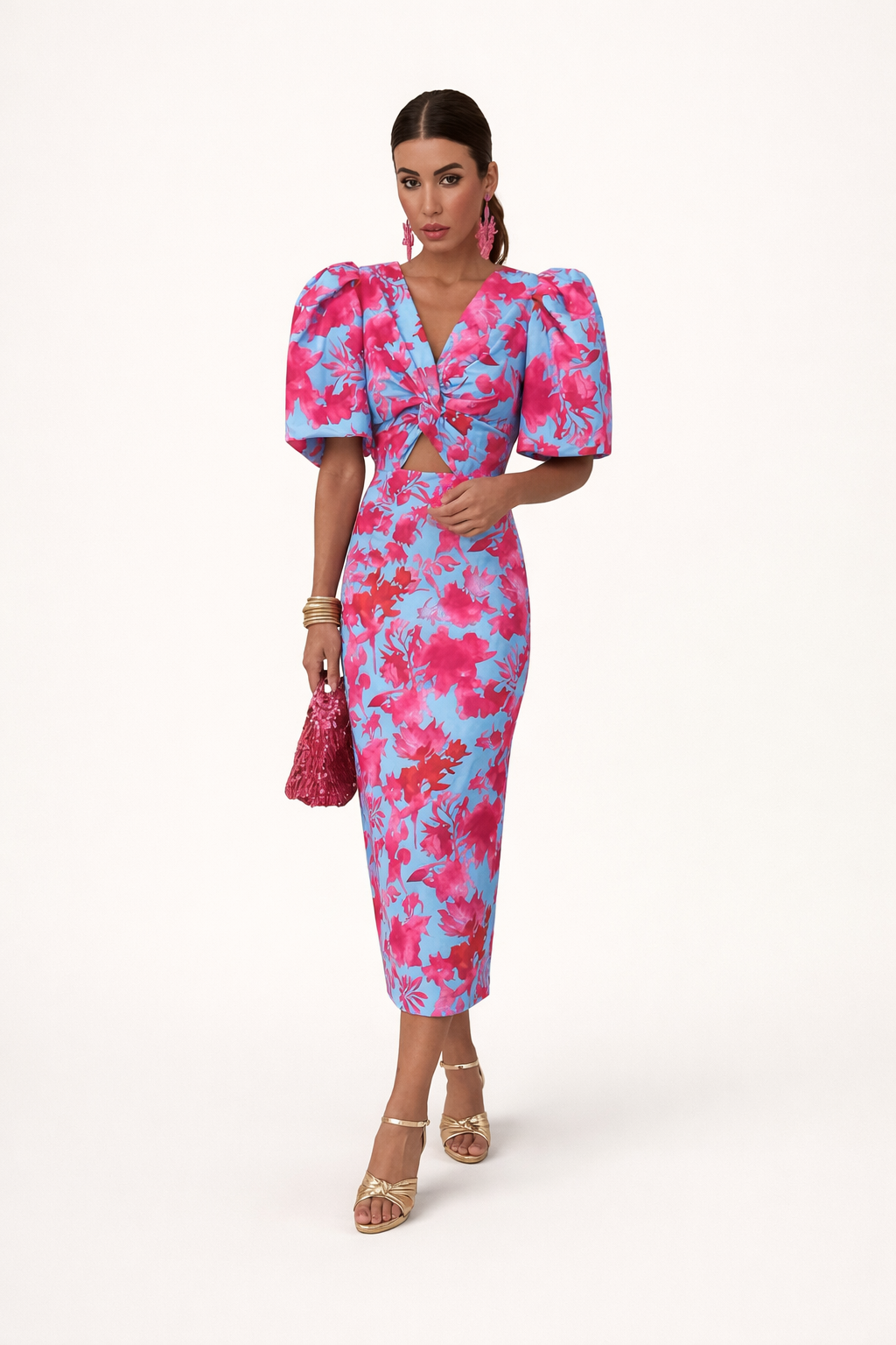 Robe midi à imprimé floral pour femmes - Amely