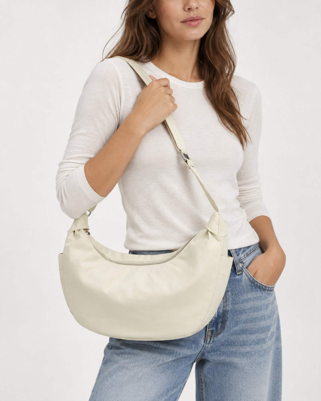 Sac bandoulière femme demi-lune grande capacité réglable - Manon