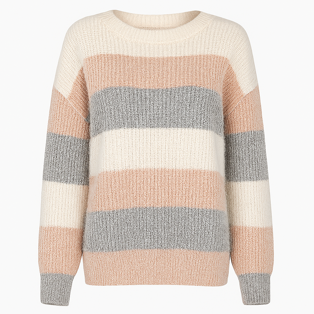 Pull femme maille épaisse rayures larges statement tricot - Maelis