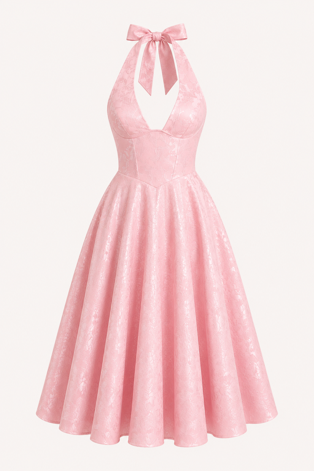 Robe midi dos nu bretelles licou taille haute jupe large soirée et diplôme - Elodie