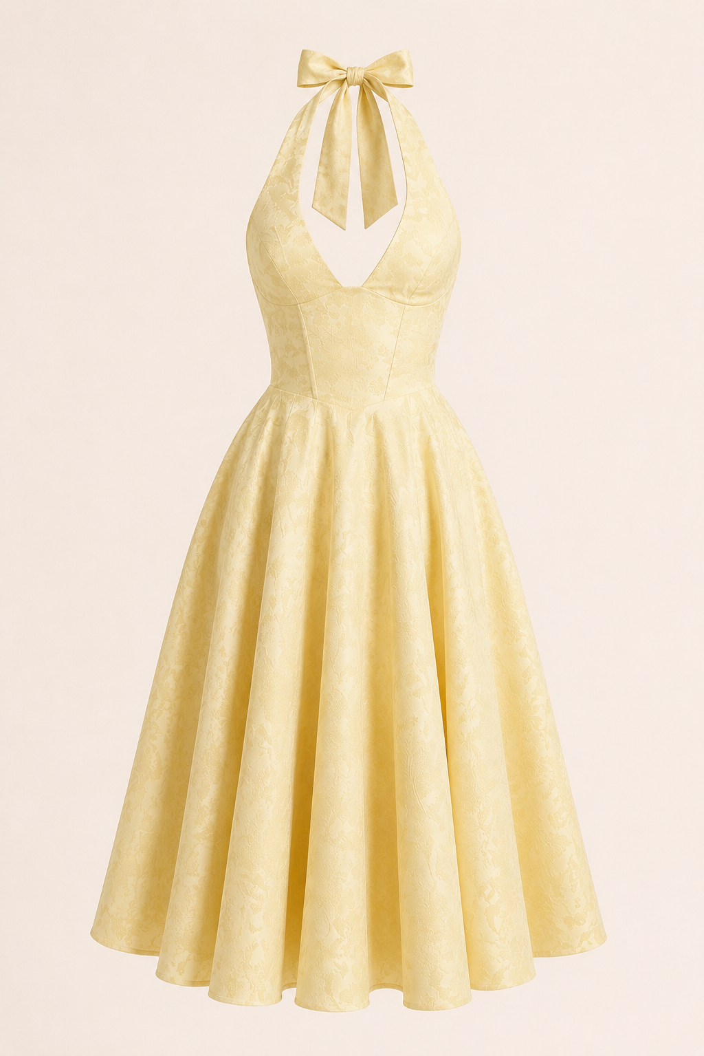 Robe midi dos nu bretelles licou taille haute jupe large soirée et diplôme - Elodie