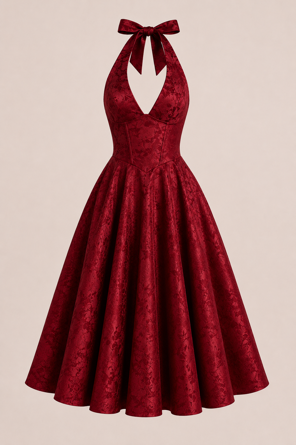 Robe midi dos nu bretelles licou taille haute jupe large soirée et diplôme - Elodie