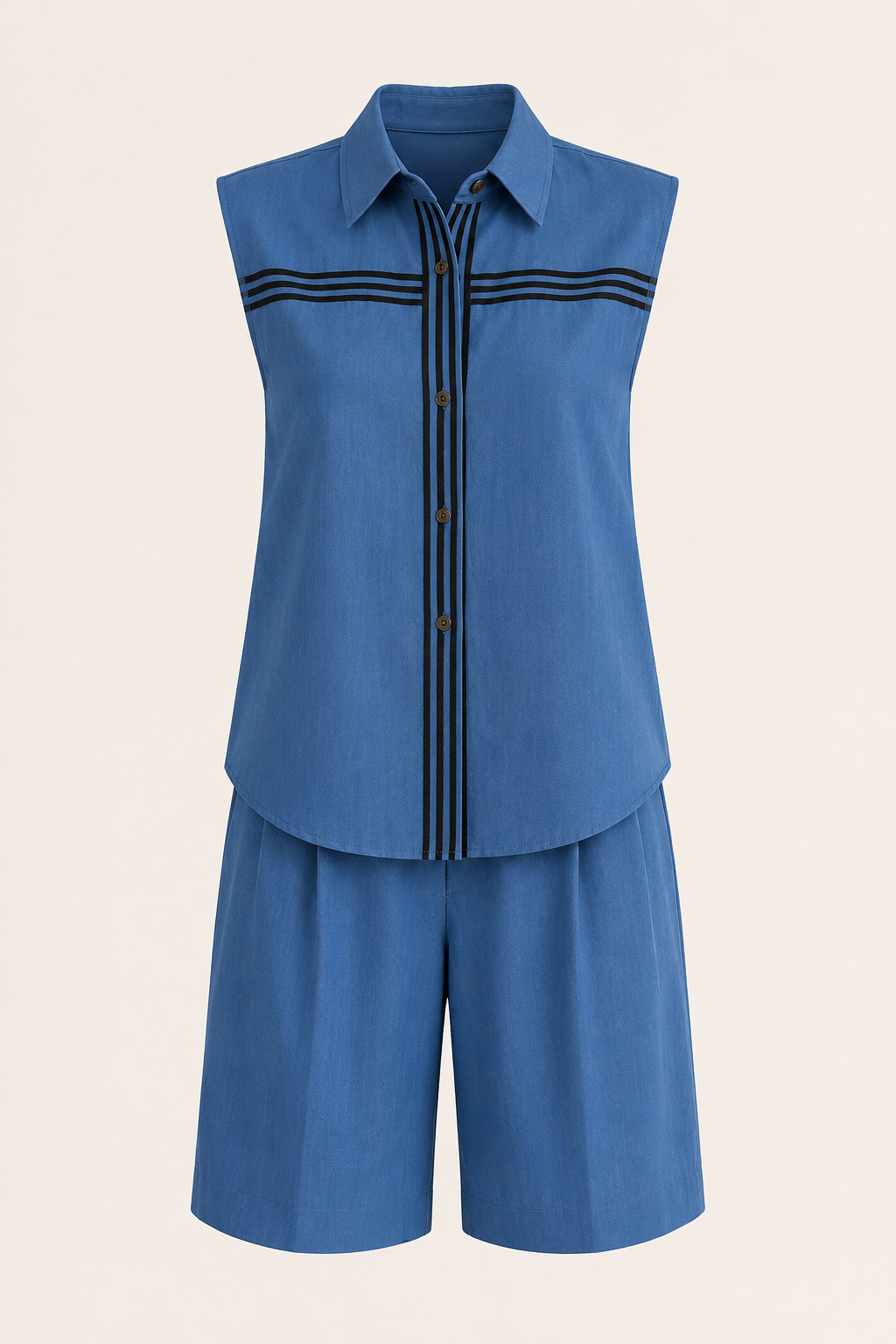 Ensemble deux pièces d'été pour femme, composé d'un haut sans manches et d'un short long - Serena
