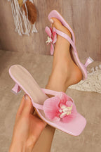 Sandales en cuir à application florale et bout ouvert pour occasions spéciales - Luciana