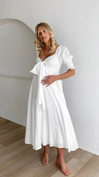 Robe midi blanche à épaules dénudées pour femme - Renata