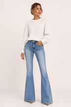 Jean évasé pour femme, taille haute, jambes évasées - Greta
