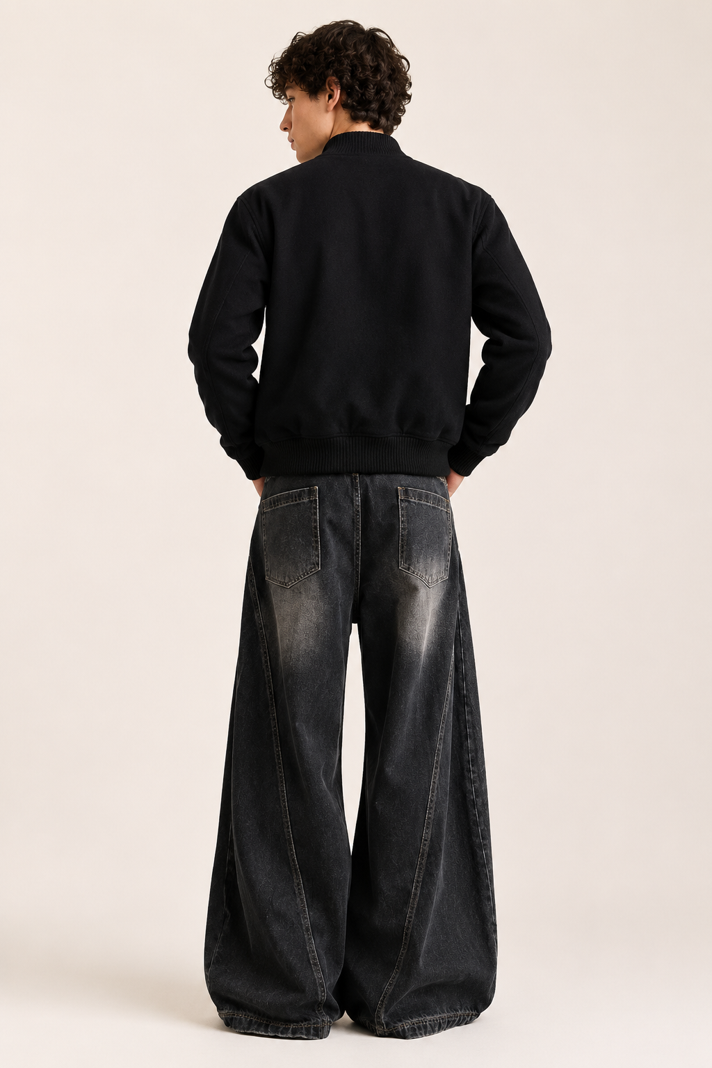 Jean baggy pour homme à jambes très larges, effet délavé et usé - Anselm