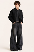 Jean baggy pour homme à jambes très larges, effet délavé et usé - Anselm