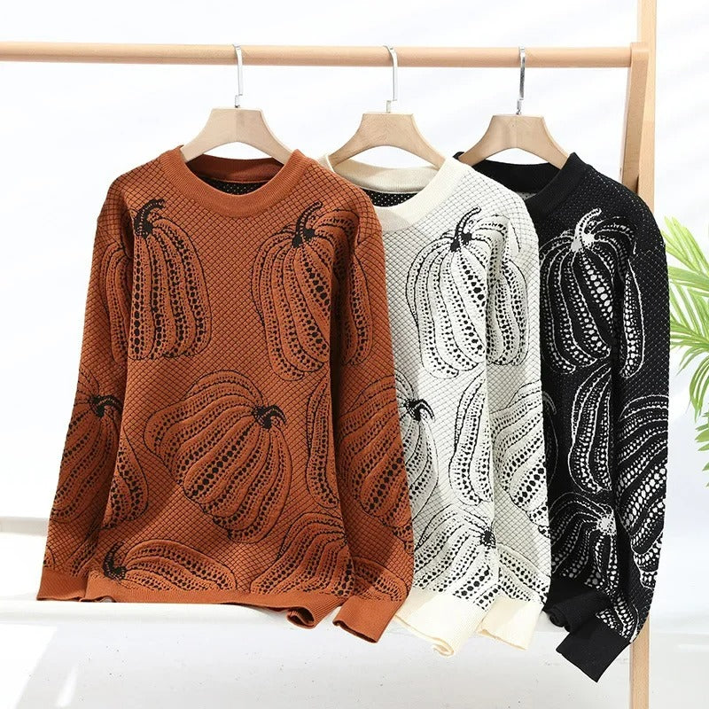 Pull maille homme motif citrouilles Halloween automne - Gino
