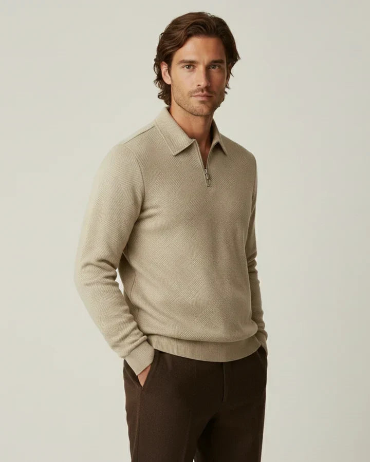 Pull homme col polo fermeture éclair maille demi-zip - Gauthier