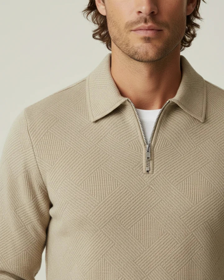 Pull homme col polo fermeture éclair maille demi-zip - Gauthier