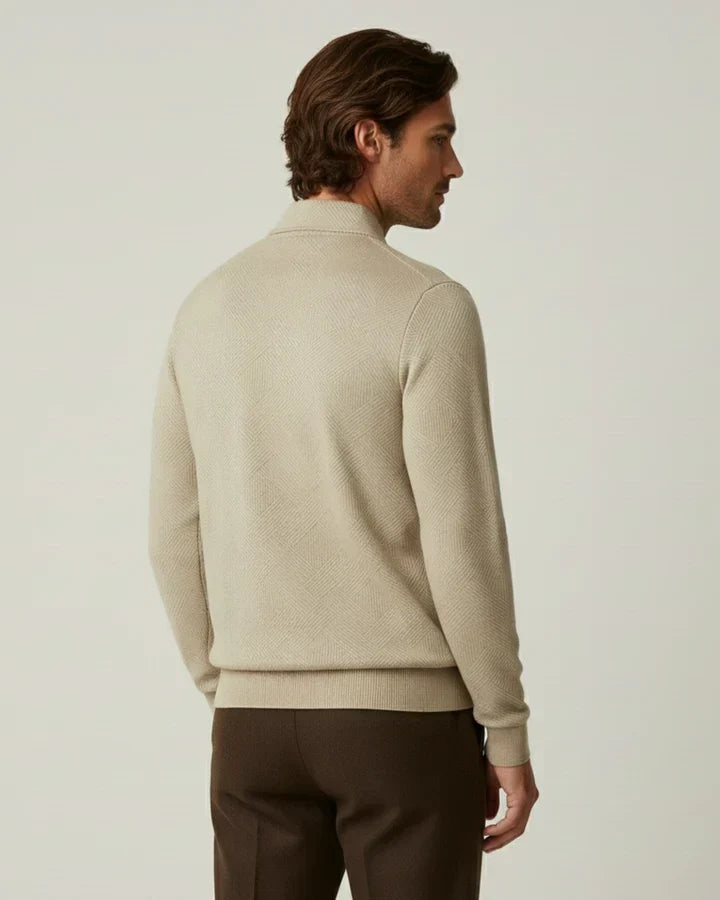 Pull homme col polo fermeture éclair maille demi-zip - Gauthier