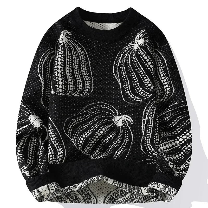 Pull maille homme motif citrouilles Halloween automne - Gino