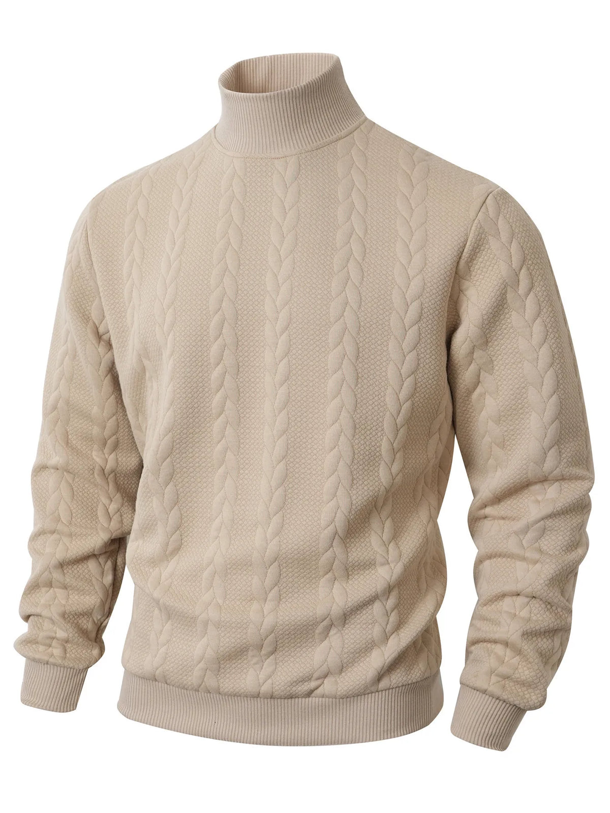Pull maille homme col roulé manches longues chaud hiver - Leif