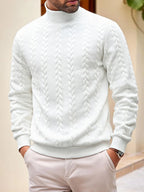 Pull maille homme col roulé manches longues chaud hiver - Leif