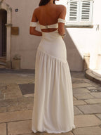 Robe longue fente devant manches tombantes - Helga