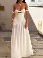 Robe longue fente devant manches tombantes - Helga