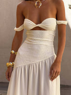 Robe longue fente devant manches tombantes - Helga