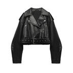 Veste Courte de Motard pour Femme en Synthèse Flexible con Ceinture Diagonale et Fermeture Croisée - Zaireth