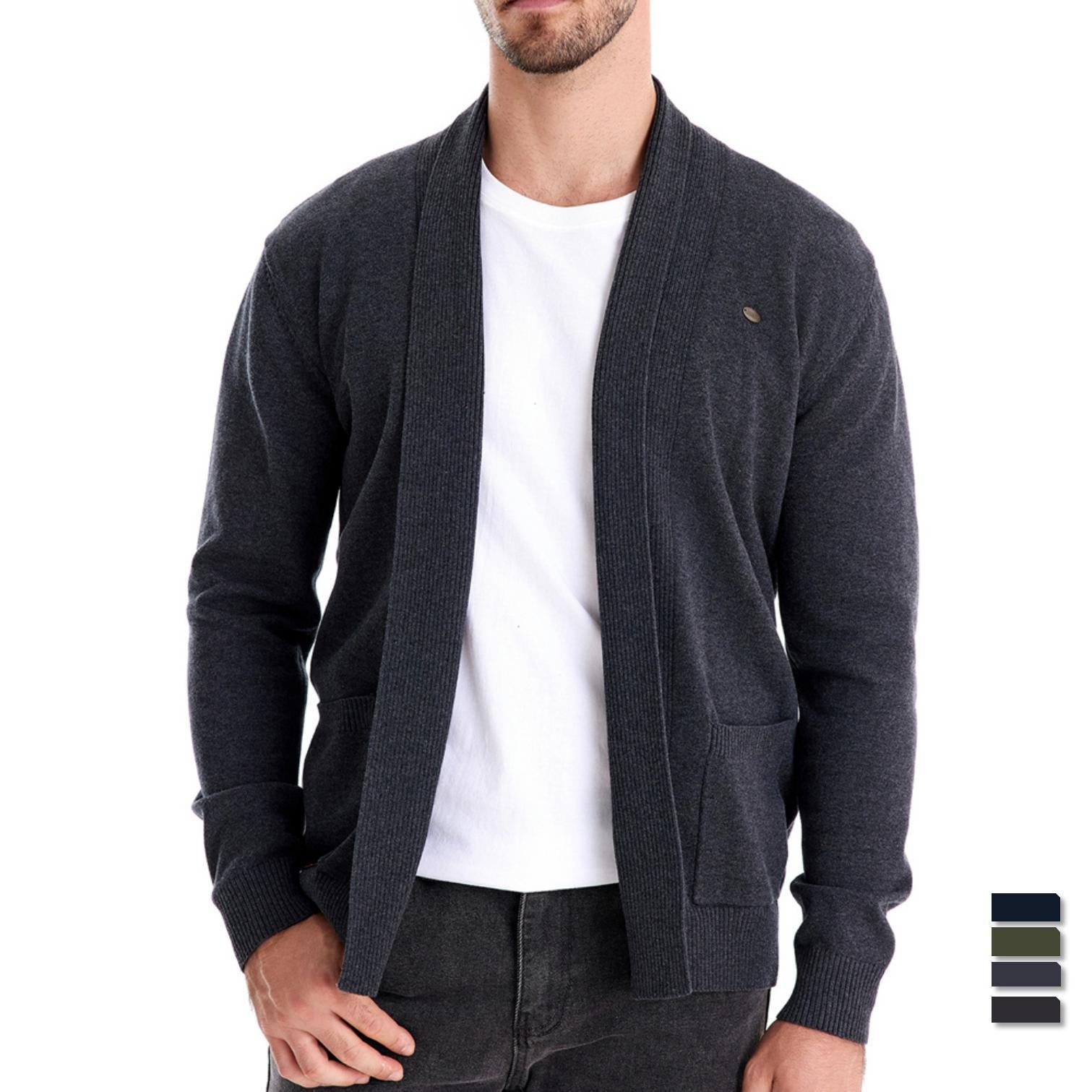 Cardigan pour homme in maille con col ouvert et coupe slim texture légère et confort quotidien - Elliot