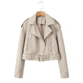 Veste Courte de Motard pour Femme en Synthèse Flexible con Ceinture Diagonale et Fermeture Croisée - Zaireth