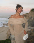 Robe longue décolletée manches longues - Adelheid