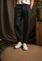 Pantalon lin homme pinces coupe droite passants poches - René
