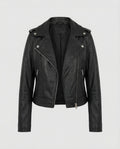 Veste en cuir motard pour femme, coupe moderne et ajustée, coutures renforcées - Riva