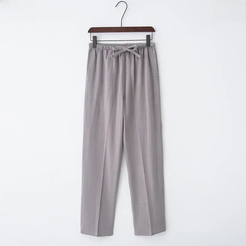 Pantalon large en lin à taille élastique et cordon de serrage femmes - Nerea